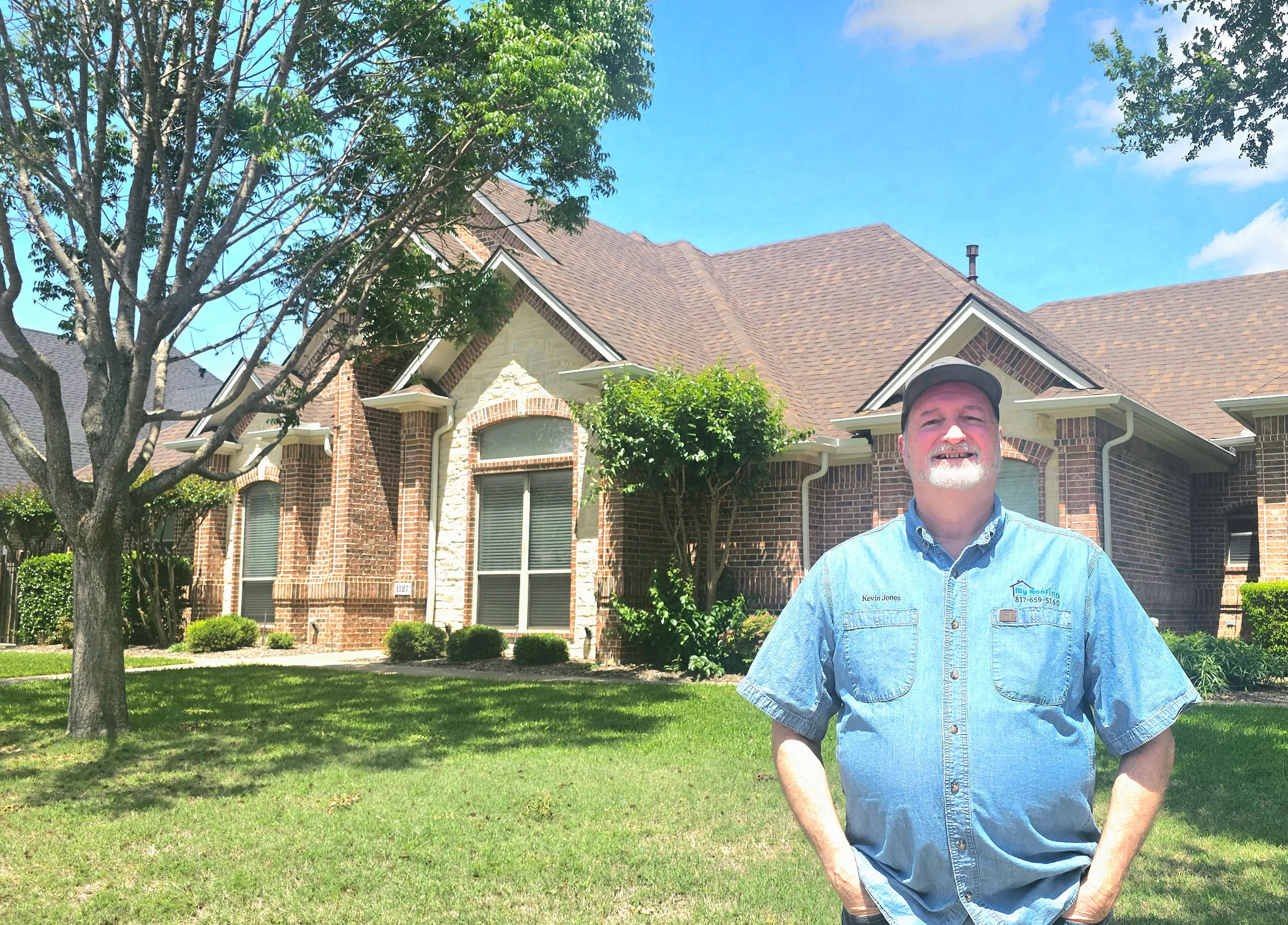 Kevin Jones, founder of My Roofing, standing in front of a residential home in Cleburne, Texas