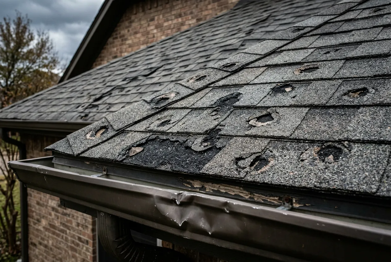 Aging roof in Keene, TX before replacement by My Roofing